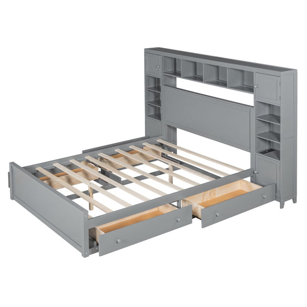 HomeRoots Gray Wood Queen Bed Frame - Modern Low-Profile Design, Durable Construction for Ultimate Comfort & Style 672550