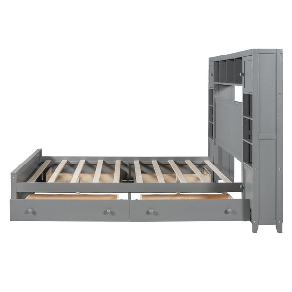 HomeRoots Gray Wood Queen Bed Frame - Modern Low-Profile Design, Durable Construction for Ultimate Comfort & Style 672550