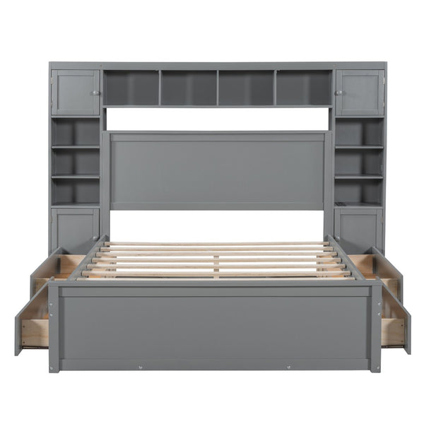 HomeRoots Gray Wood Queen Bed Frame - Modern Low-Profile Design, Durable Construction for Ultimate Comfort & Style 672550