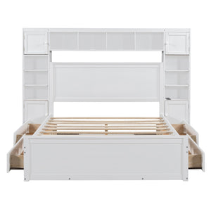 HomeRoots White Wood Queen Bed Frame - Modern, Sturdy Platform Design for Comfort & Style in Any Bedroom 672551