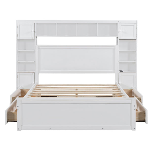 HomeRoots White Wood Queen Bed Frame - Modern, Sturdy Platform Design for Comfort & Style in Any Bedroom 672551