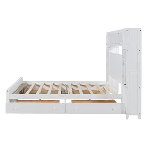 HomeRoots White Wood Queen Bed Frame - Modern, Sturdy Platform Design for Comfort & Style in Any Bedroom 672551