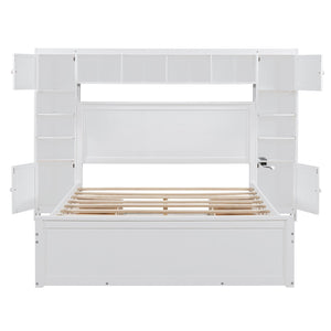 HomeRoots White Wood Queen Bed Frame - Modern, Sturdy Platform Design for Comfort & Style in Any Bedroom 672551