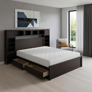 HomeRoots Espresso Wood Queen Bed Frame - Modern Platform Design with Sturdy Slats for Ultimate Sleep Comfort 672552