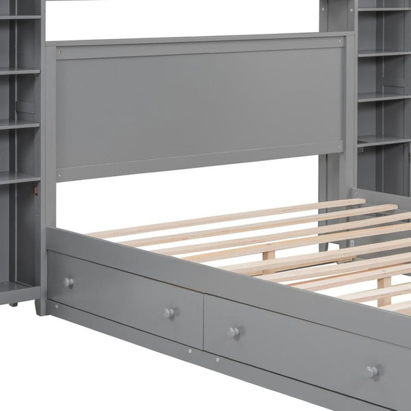 HomeRoots Gray Wood Queen Bed Frame – Contemporary Platform Design with Sturdy Support for Stylish Sleep Solutions 672553