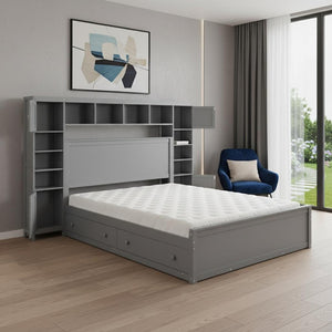 HomeRoots Gray Wood Queen Bed Frame – Contemporary Platform Design with Sturdy Support for Stylish Sleep Solutions 672553