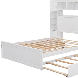 HomeRoots White Wood Queen Bed Frame - Modern Platform Design for Serene Bedrooms, Durable & Stylish Support 672554