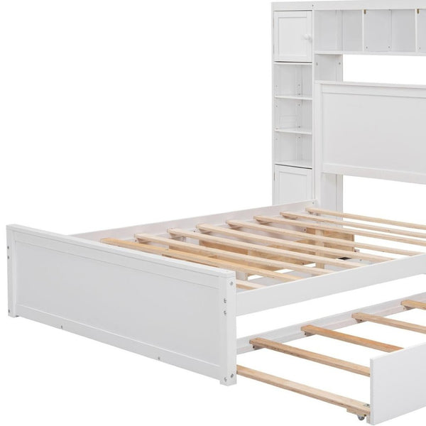 HomeRoots White Wood Queen Bed Frame - Modern Platform Design for Serene Bedrooms, Durable & Stylish Support 672554