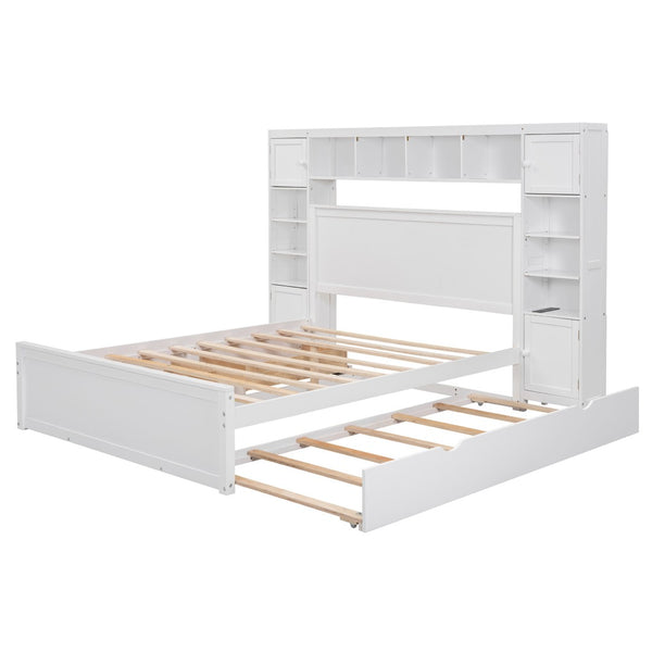 HomeRoots White Wood Queen Bed Frame - Modern Platform Design for Serene Bedrooms, Durable & Stylish Support 672554