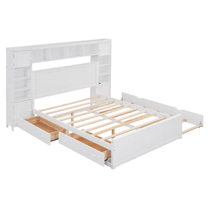 HomeRoots White Wood Queen Bed Frame - Modern Platform Design for Serene Bedrooms, Durable & Stylish Support 672554