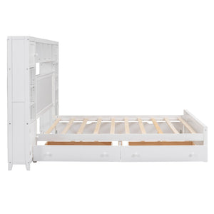 HomeRoots White Wood Queen Bed Frame - Modern Platform Design for Serene Bedrooms, Durable & Stylish Support 672554