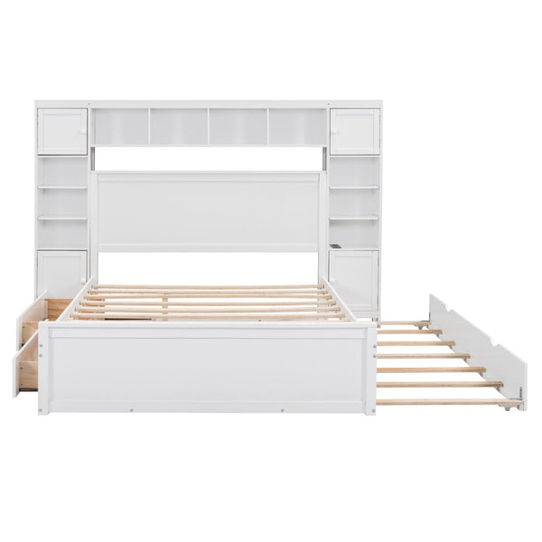 HomeRoots White Wood Queen Bed Frame - Modern Platform Design for Serene Bedrooms, Durable & Stylish Support 672554