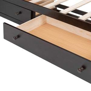 HomeRoots Espresso Wood Queen Bed Frame – Modern Design with Durable Support, No Box Spring Needed, Easy Assembly 672555