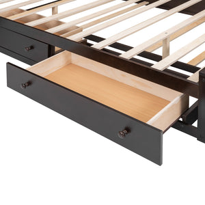 HomeRoots Espresso Wood Queen Bed Frame – Modern Design with Durable Support, No Box Spring Needed, Easy Assembly 672555