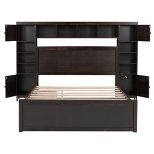 HomeRoots Espresso Wood Queen Bed Frame – Modern Design with Durable Support, No Box Spring Needed, Easy Assembly 672555