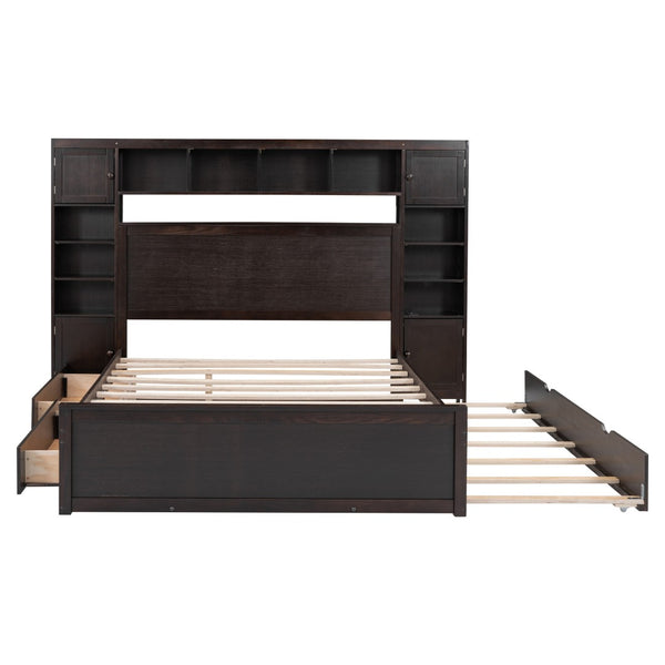 HomeRoots Espresso Wood Queen Bed Frame – Modern Design with Durable Support, No Box Spring Needed, Easy Assembly 672555
