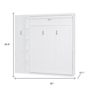HomeRoots White Wood Full Murphy Bed with Ambient LED Lighting - Stylish Space-Saving Design for Small Rooms 672557