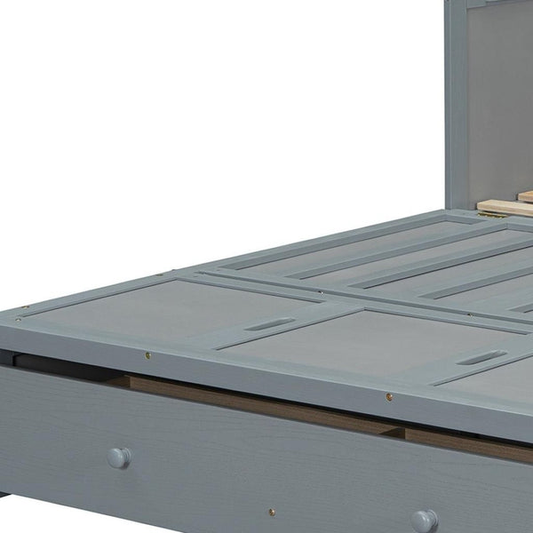 HomeRoots Gray Wood Full Murphy Bed with Built-In USB, Integrated Drawers & Stylish Compact Design for Space-Saving 672559