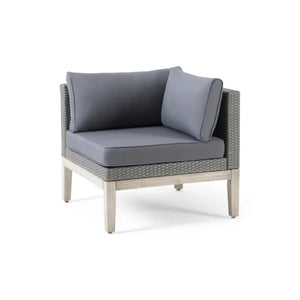 English Elm Loft Outdoor Acacia and Wicker Modular Sectional with Built-in Side Tables for Patios 67255_67256_67257_67258GRY