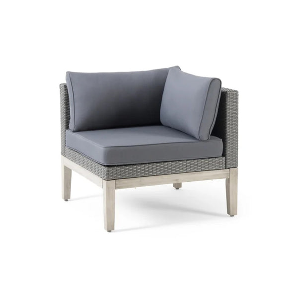 English Elm Loft Outdoor Acacia and Wicker Modular Sectional with Built-in Side Tables for Patios 67255_67256_67257_67258GRY