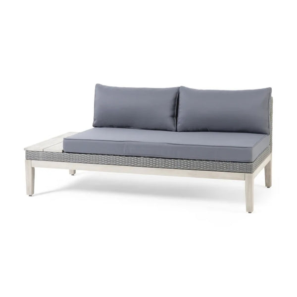 English Elm Loft Outdoor Acacia and Wicker Modular Sectional with Built-in Side Tables for Patios 67255_67256_67257_67258GRY