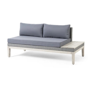 English Elm Loft Outdoor Acacia and Wicker Modular Sectional with Built-in Side Tables for Patios 67255_67256_67257_67258GRY