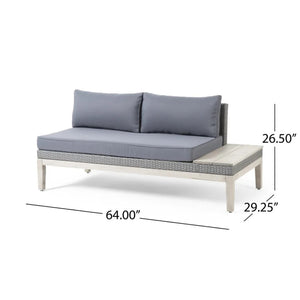 English Elm Loft Outdoor Acacia and Wicker Modular Sectional with Built-in Side Tables for Patios 67255_67256_67257_67258GRY