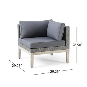 English Elm Loft Outdoor Acacia and Wicker Modular Sectional with Built-in Side Tables for Patios 67255_67256_67257_67258GRY