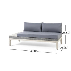 English Elm Loft Outdoor Acacia and Wicker Modular Sectional with Built-in Side Tables for Patios 67255_67256_67257_67258GRY