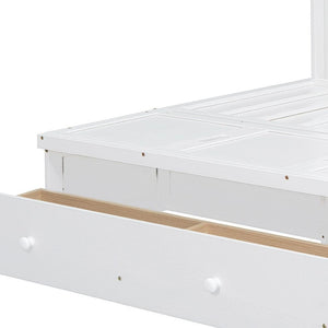 HomeRoots White Wood Full Murphy Bed with USB Charging, Storage Drawers & Stylish Compact Design for Small Spaces 672560