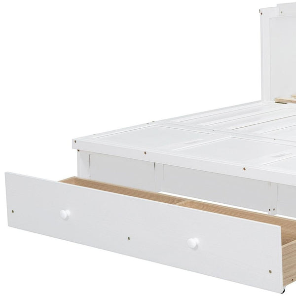 HomeRoots White Wood Full Murphy Bed with USB Charging, Storage Drawers & Stylish Compact Design for Small Spaces 672560