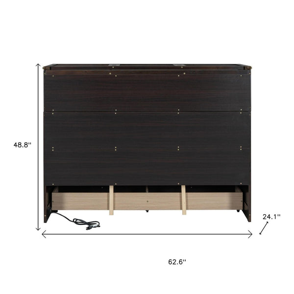HomeRoots Espresso Queen Murphy Bed with USB Charging, Drawers & Space-Saving Design for Modern Living Spaces 672562