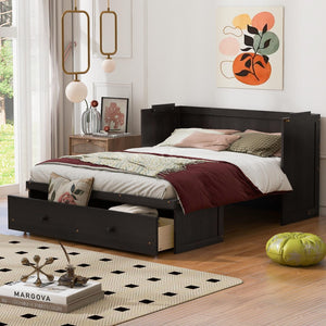 HomeRoots Espresso Queen Murphy Bed with USB Charging, Drawers & Space-Saving Design for Modern Living Spaces 672562