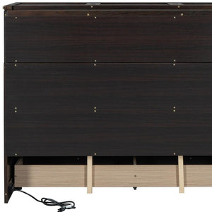 HomeRoots Espresso Queen Murphy Bed with USB Charging, Drawers & Space-Saving Design for Modern Living Spaces 672562