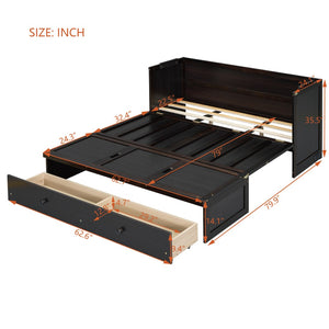HomeRoots Espresso Queen Murphy Bed with USB Charging, Drawers & Space-Saving Design for Modern Living Spaces 672562