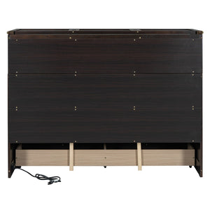 HomeRoots Espresso Queen Murphy Bed with USB Charging, Drawers & Space-Saving Design for Modern Living Spaces 672562