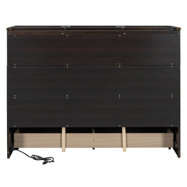 HomeRoots Espresso Queen Murphy Bed with USB Charging, Drawers & Space-Saving Design for Modern Living Spaces 672562