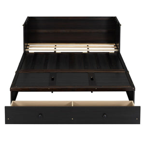 HomeRoots Espresso Queen Murphy Bed with USB Charging, Drawers & Space-Saving Design for Modern Living Spaces 672562