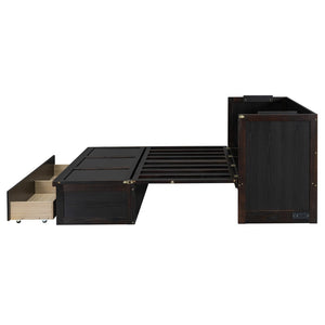 HomeRoots Espresso Queen Murphy Bed with USB Charging, Drawers & Space-Saving Design for Modern Living Spaces 672562