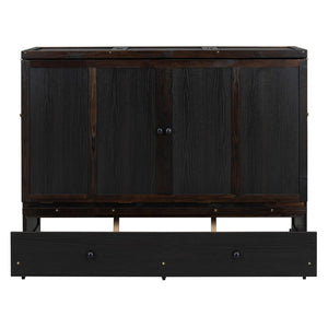 HomeRoots Espresso Queen Murphy Bed with USB Charging, Drawers & Space-Saving Design for Modern Living Spaces 672562