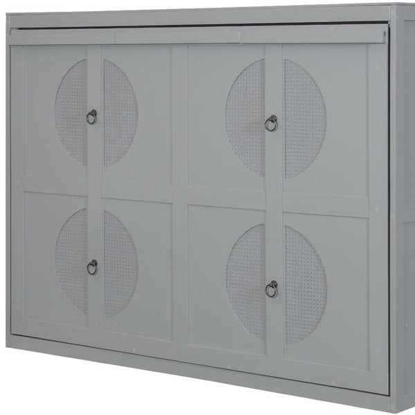 HomeRoots Gray Wood Full Murphy Bed – Stylish Space-Saving Cabinet Design for Versatile Guest Room Solutions 672563