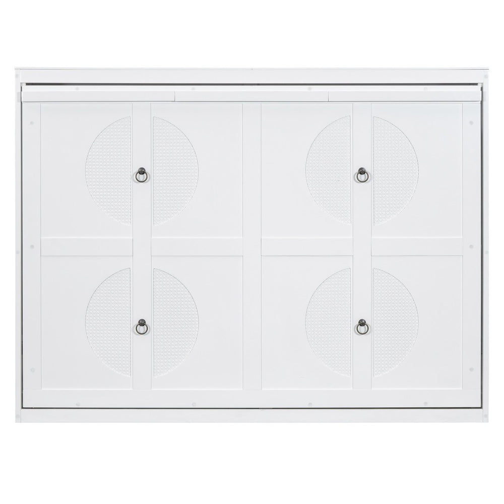 HomeRoots White Wood Full Murphy Bed – Elegant Space-Saving Solution for Guest Rooms, Studios & Home Offices 672564
