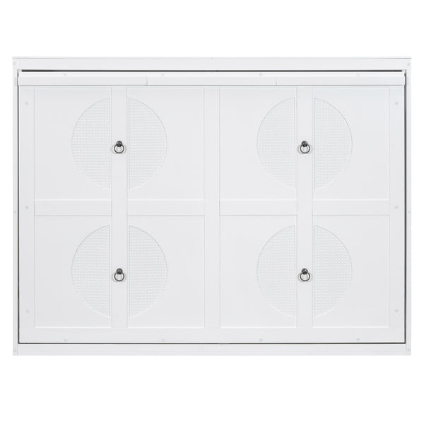 HomeRoots White Wood Full Murphy Bed – Elegant Space-Saving Solution for Guest Rooms, Studios & Home Offices 672564