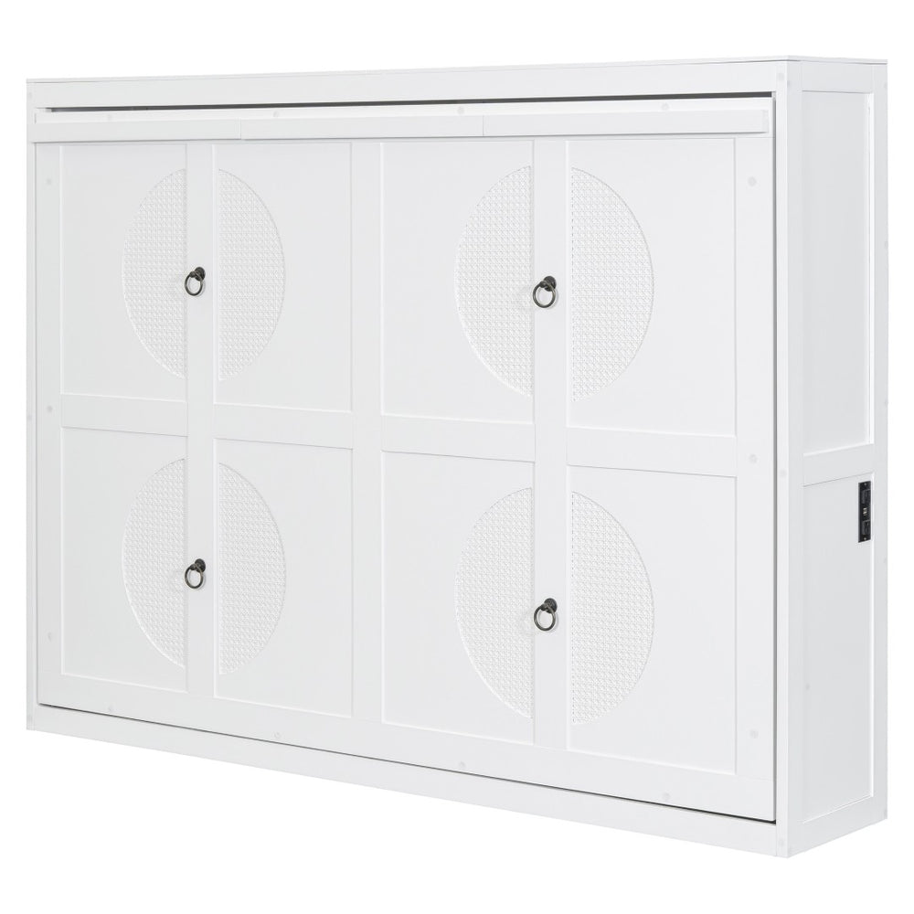 HomeRoots White Wood Full Murphy Bed – Elegant Space-Saving Solution for Guest Rooms, Studios & Home Offices 672564