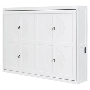 HomeRoots White Wood Full Murphy Bed – Elegant Space-Saving Solution for Guest Rooms, Studios & Home Offices 672564