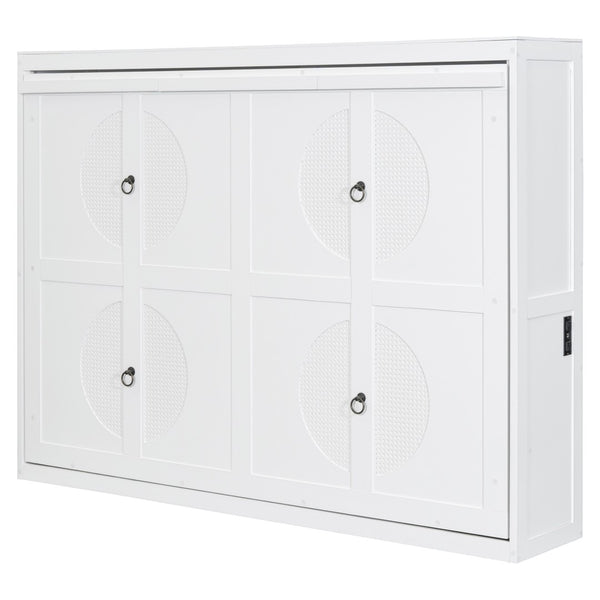 HomeRoots White Wood Full Murphy Bed – Elegant Space-Saving Solution for Guest Rooms, Studios & Home Offices 672564