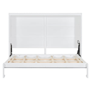 HomeRoots White Wood Full Murphy Bed – Elegant Space-Saving Solution for Guest Rooms, Studios & Home Offices 672564