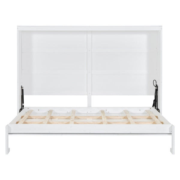 HomeRoots White Wood Full Murphy Bed – Elegant Space-Saving Solution for Guest Rooms, Studios & Home Offices 672564