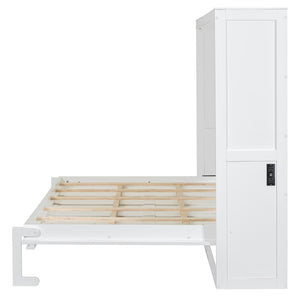 HomeRoots White Wood Full Murphy Bed – Elegant Space-Saving Solution for Guest Rooms, Studios & Home Offices 672564