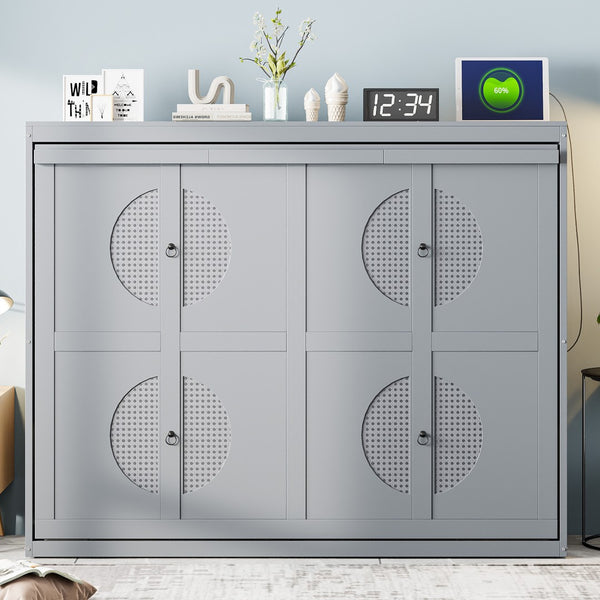 HomeRoots Gray Wood Queen Murphy Bed - Stylish Space-Saving Design with Durable Craftsmanship for Any Room 672565